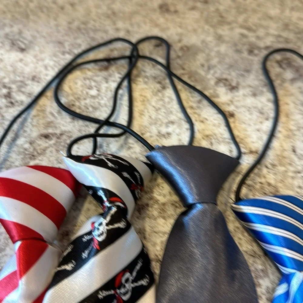 NWOT 10 inch unisex ties set of 4. Attached elastic cord goes under the collar.
